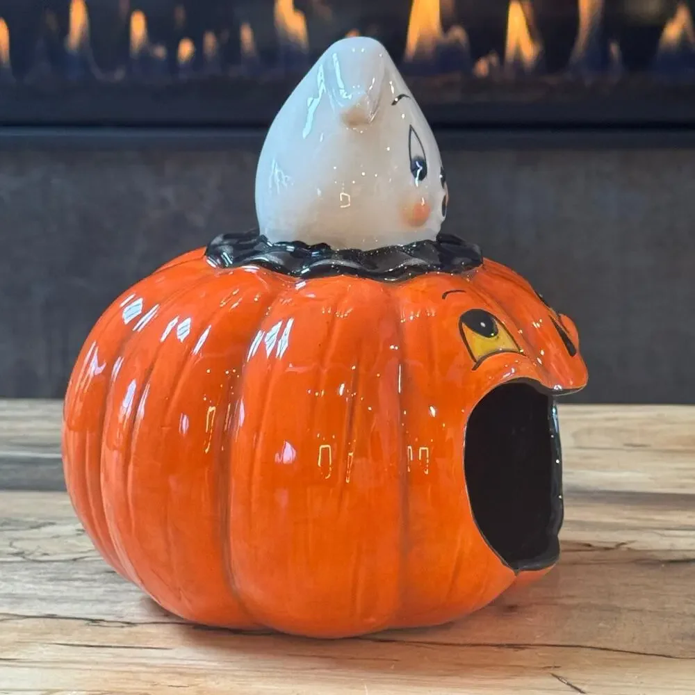Johanna Parker Halloween Ghost & Jack-o-Lantern Ceramic Treat Bowl Candy Bowl